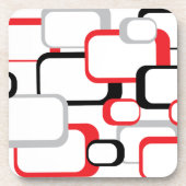 Rood zwart wit Retro Squares Bier Onderzetter (Voorkant)
