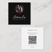 Rood & Zwart Wit Rozen Skelet Bruiloft Details Vierkante Visitekaartje (Voorkant / Achterkant)