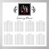 Rood & Zwart Wit Rozen Skelet Bruiloft Zitplaatsen Poster (Voorkant)