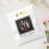 Rood & Zwart Wit Rozen Skelet Paar Bruiloft Bedankzakje (Gezegeld)
