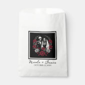 Rood & Zwart Wit Rozen Skelet Paar Bruiloft Bedankzakje (Voorkant)