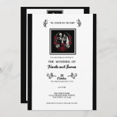 Rood & Zwart Wit Rozen Skelet Paar Bruiloft Kaart (Voorkant / Achterkant)