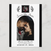 Rood & Zwart Wit Rozen Skelet Save the Date Aankondigingskaart (Voorkant)