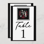 Rood & Zwart Wit Rozen Skelet Tafelnummer (Voorkant / Achterkant)