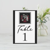 Rood & Zwart Wit Rozen Skelet Tafelnummer (Staand voorkant)