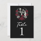 Rood & Zwart Wit Rozen Skelet Tafelnummer (Voorkant)