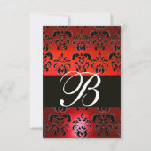 ROOD ZWART WIT RUBY DAMASK MONOGRAM RSVP (Voorkant)