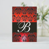ROOD ZWART WIT RUBY DAMASK MONOGRAM RSVP (Staand voorkant)