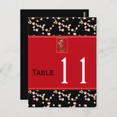 Rood, zwart, wit samenvattingnummer Cherry Briefkaart (Voorkant / Achterkant)