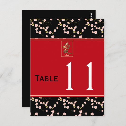 Rood, zwart, wit samenvattingnummer Cherry Briefkaart (Voorkant / Achterkant)