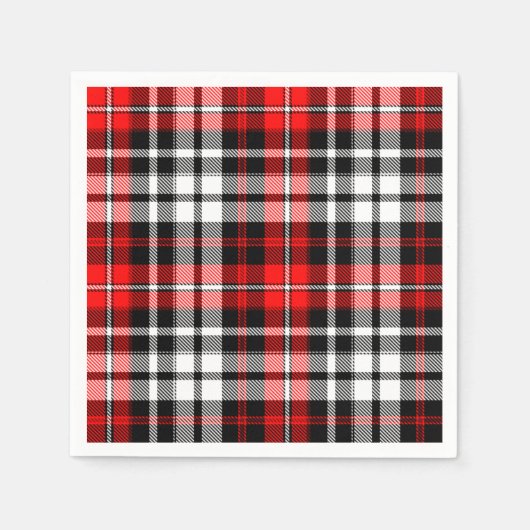 Rood Zwart Wit Schotse ruit Patroon Ontwerp Servet (Voorkant)