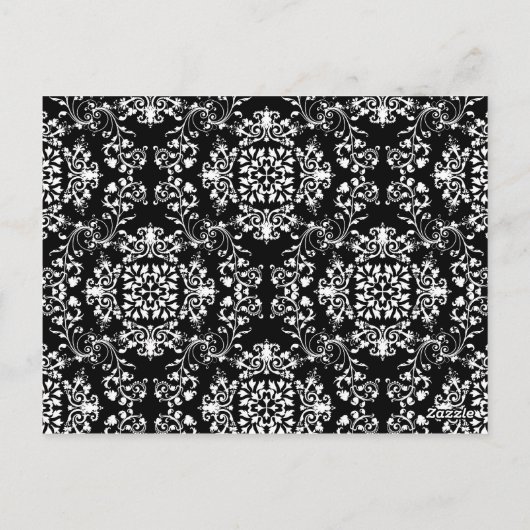 Rood, zwart & wit snor & lippen Damast bruiloft Briefkaart (Achterkant)