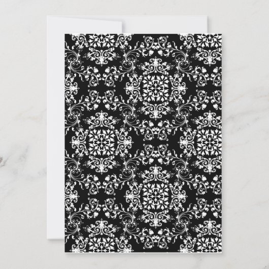 Rood, zwart & wit snor & lippen Damast bruiloft Kaart (Achterkant)