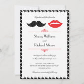 Rood, zwart & wit snor & lippen Houndstooth Wo Kaart (Voorkant)