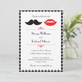 Rood, zwart & wit snor & lippen Houndstooth Wo Kaart (Staand voorkant)