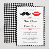 Rood, zwart & wit snor & lippen Houndstooth Wo Kaart (Voorkant / Achterkant)