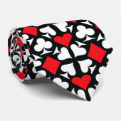 Rood, Zwart & Wit Spelen Kaart Symbolen Patroon Stropdas (Opgerold)
