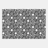 Rood, Zwart & Wit Ster & Snowflake Patroon Inpakpapier Vel (Voorkant 3)