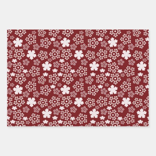 Rood, Zwart & Wit Ster & Snowflake Patroon Inpakpapier Vel (Voorkant 2)