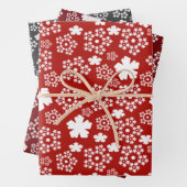 Rood, Zwart & Wit Ster & Snowflake Patroon Inpakpapier Vel (In situ)