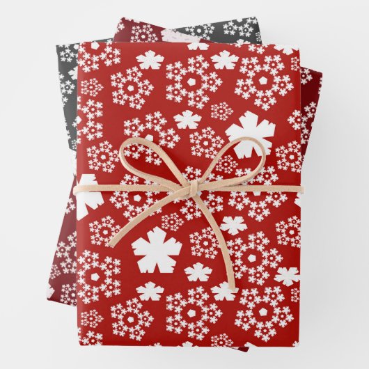 Rood, Zwart & Wit Ster & Snowflake Patroon Inpakpapier Vel (In situ)