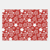 Rood, Zwart & Wit Ster & Snowflake Patroon Inpakpapier Vel (Voorkant)