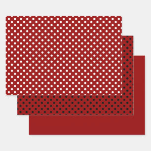 Rood Zwart Wit Stippenpatroon Inpakpapier Vel