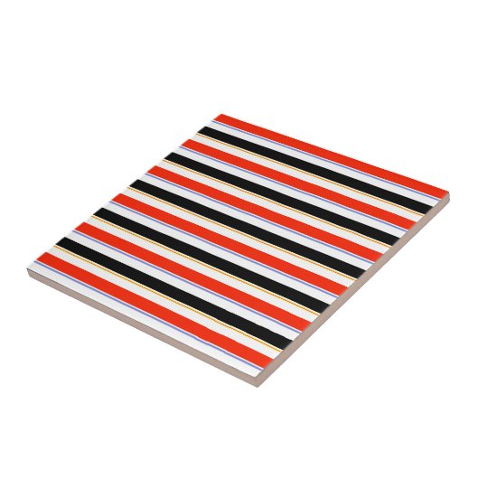 Rood Zwart Wit Strepen Lijnen Patroonontwerp Tegeltje (Zijkant)