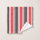 Rood Zwart Wit Strepen Patroon Ontwerp Bad Handdoek (Wasdoekje)