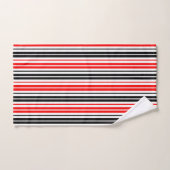 Rood Zwart Wit Strepen Patroon Ontwerp Bad Handdoek (Handdoek)