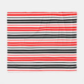 Rood Zwart Wit Strepen Patroon Ontwerp  Fleece Deken (Voorkant (Horizontaal))