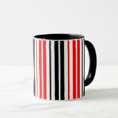 Rood Zwart Wit Strepen Patroon Ontwerp Mok (Voorkant rechts)