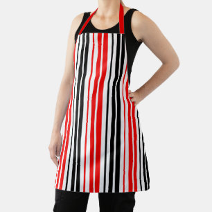 Rood Zwart Wit Strepen Patroon Ontwerp Schort