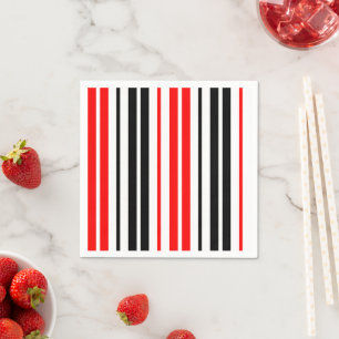 Rood Zwart Wit Strepen Patroon Ontwerp Servet