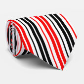 Rood Zwart Wit Strepen Patroon Ontwerp  Stropdas (Opgerold)
