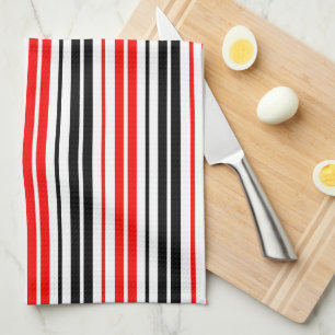 Rood Zwart Wit Strepen Patroon Ontwerp  Theedoek