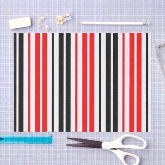 Rood Zwart Wit Strepen Patroon Ontwerp Tissuepapier (Craft)
