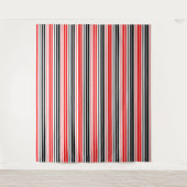 Rood Zwart Wit Strepen Patroon Ontwerp Wandkleed (Voorkant)