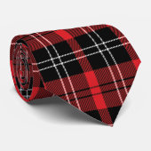 Rood zwart wit Tartan Buffalo Geplaste Mannen Stropdas (Opgerold)