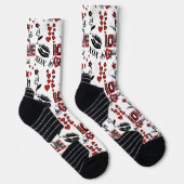 Rood Zwart Wit Valentijn Motief Sokken (Rechts)