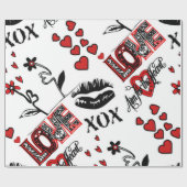 Rood Zwart Wit Valentijns Motief Inpakpapier (Vlak)