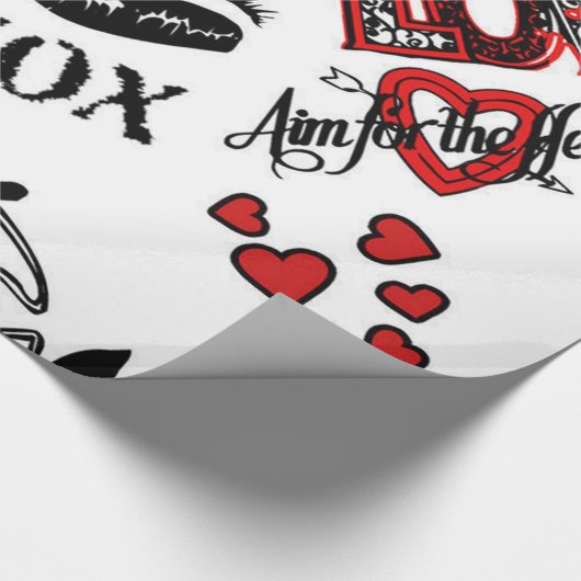 Rood Zwart Wit Valentijns Motief Inpakpapier (Hoek)