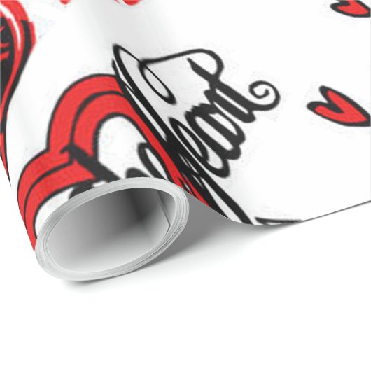 Rood Zwart Wit Valentijns Motief Inpakpapier (Rol Hoek)