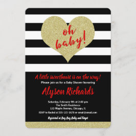 Rood zwart wit Valentijnsdag baby shower Kaart