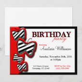 Rood Zwart & Wit Vlinder Verjaardag Uitnodigingen (Voorkant / Achterkant)