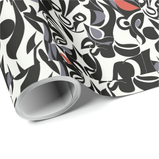 Rood Zwart Wit Vogel Abstract Cadeaupapier (Rol Hoek)