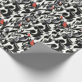 Rood Zwart Wit Vogel Abstract Cadeaupapier (Hoek)