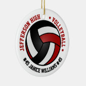 Rood, Zwart & Wit Volleybal 🏐 Keramisch Ornament (Rechts)
