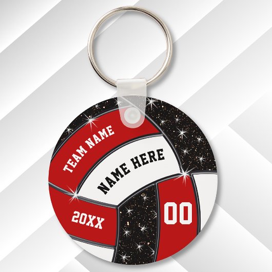 Rood zwart-wit volleybalcadeautjes, volleybal sleutelhanger