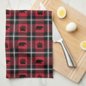Rood zwart/wit vrij Beer en Paw Flannel Pset Theedoek (Quarter Fold)
